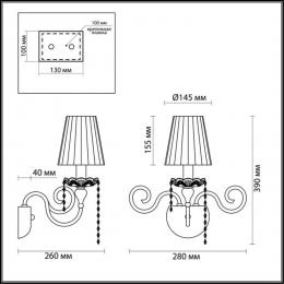 Odeon light 3390/1W CLASSIC ODL17 569 мат. зол/серебр. патина/декор хрусталь Бра E14 40W 220V AURELIA  - 2 купить